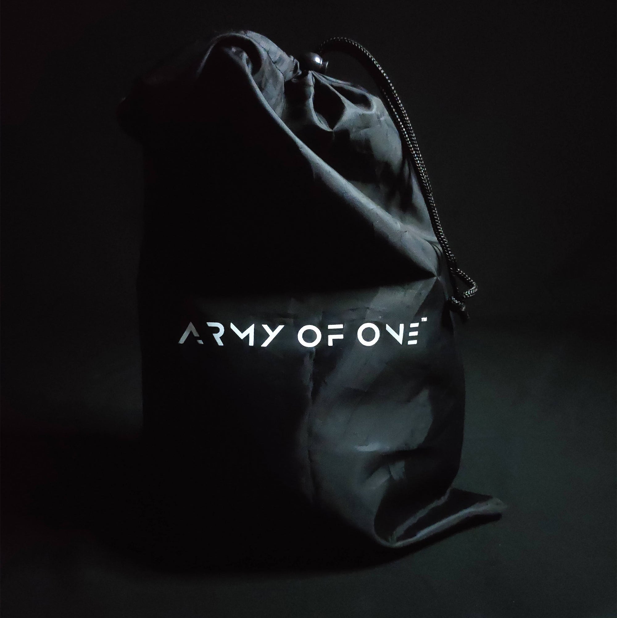 Black Army Of One Drawstring Bag with White Logo