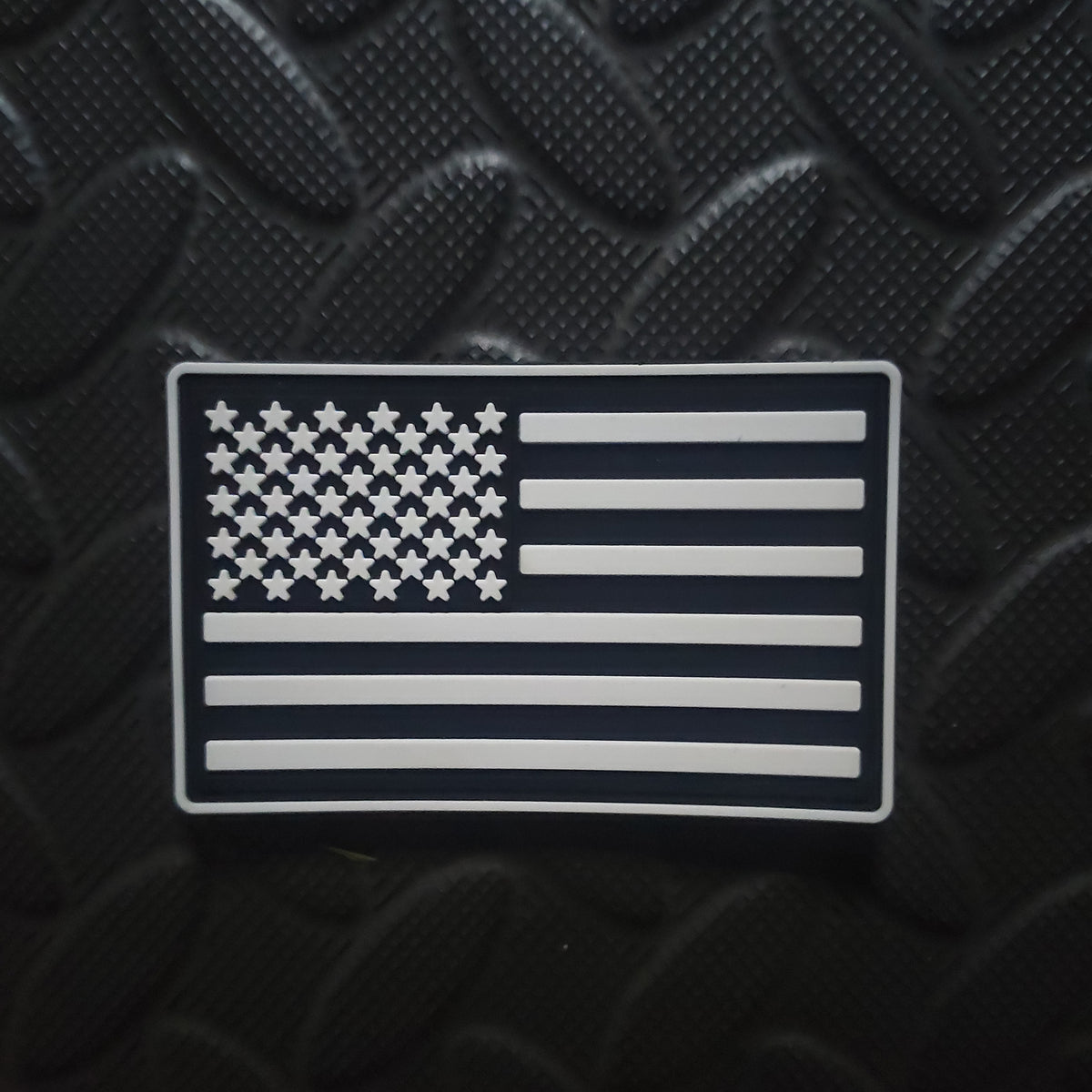 USA FLAG 3D RUBBER PATCH - BLACK & WHITE