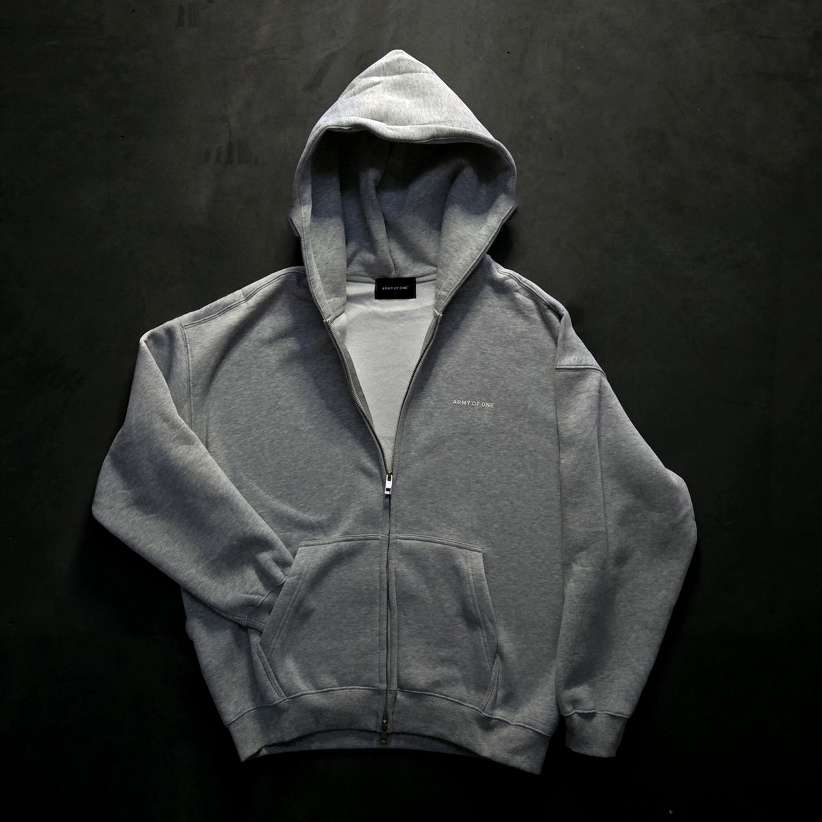 350gsm Full Zip Hoodie - Grey Marl