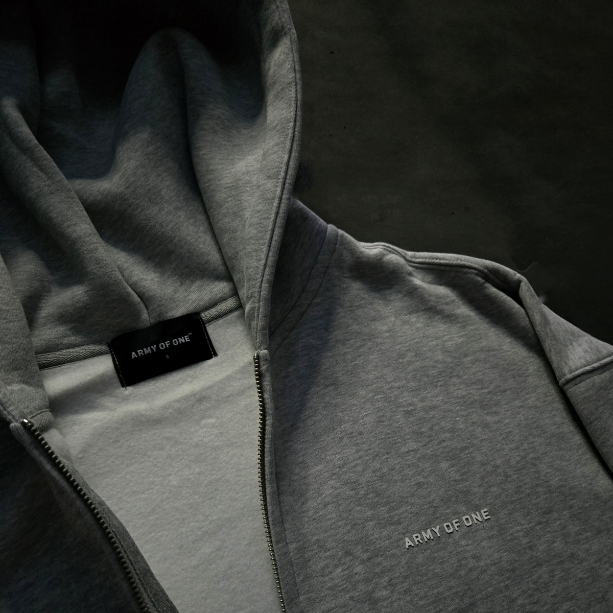 350gsm Full Zip Hoodie - Grey Marl